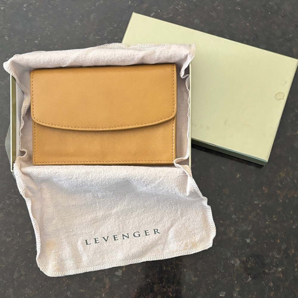 Levenger Camel Leather Clutch